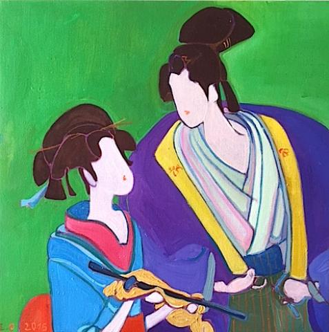 Kitagawa Utamaro, samouraï et  jeune fille